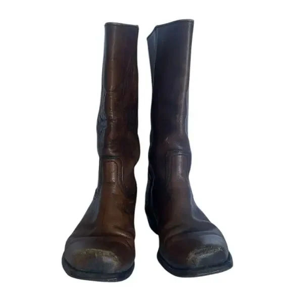 Vintage Frye Original Campus Pull On Genuine Leather Tall Boots In Brown 10.5 - Picture 6 of 12